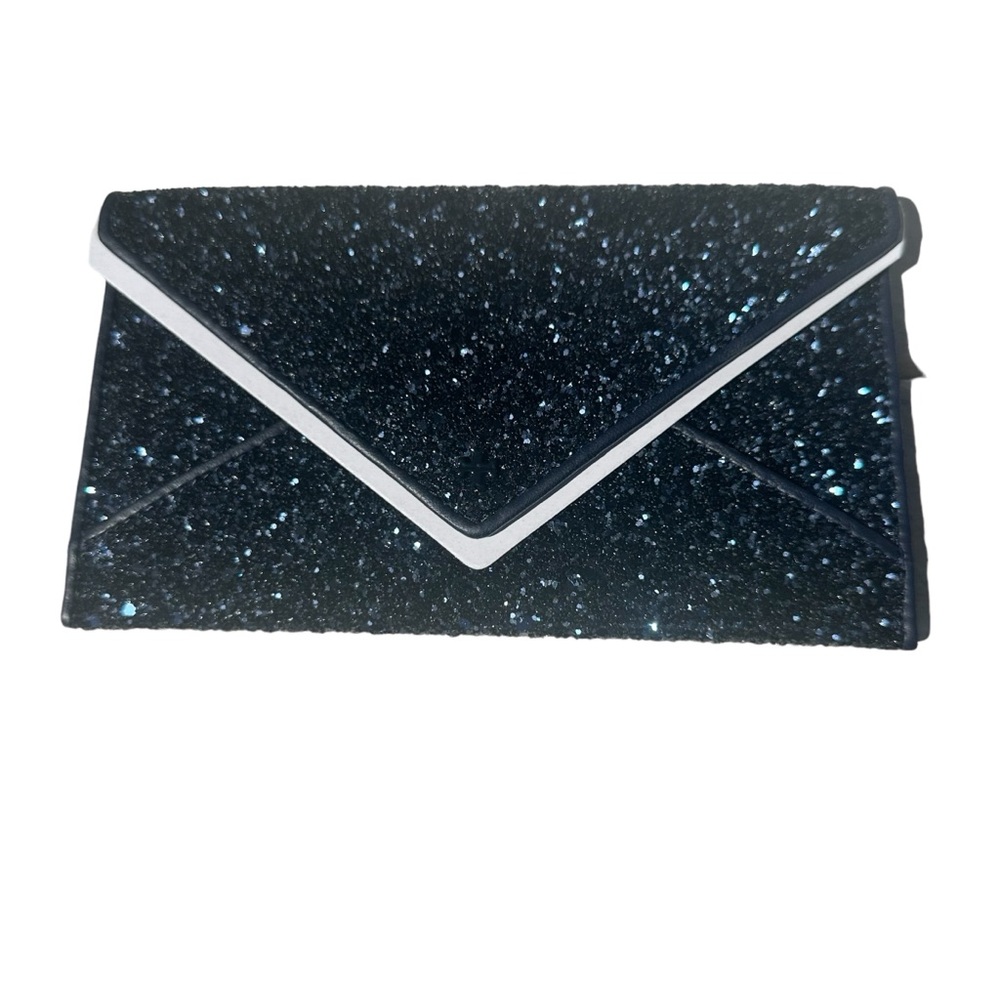 Tory Burch NEW WITH TAGS + Bag Navy Glitter Envelope Pouch Wallet/Purse STUNNING
